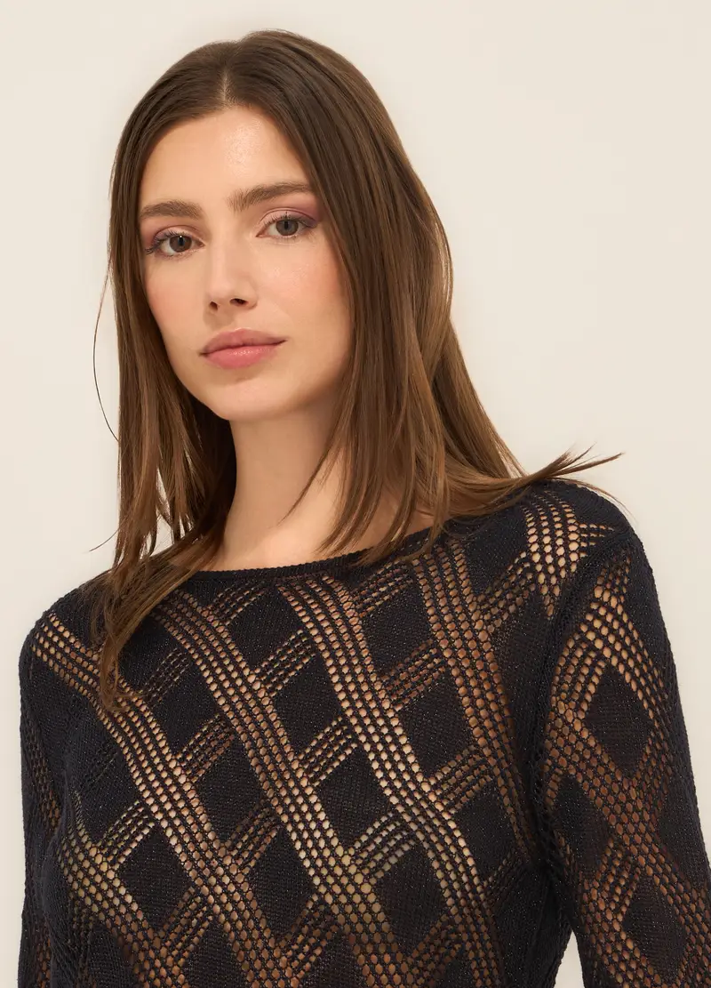 Upim, Tricot Traforato In Misto Cotone Donna, Blu scuro, Taglia: S miniatura 2