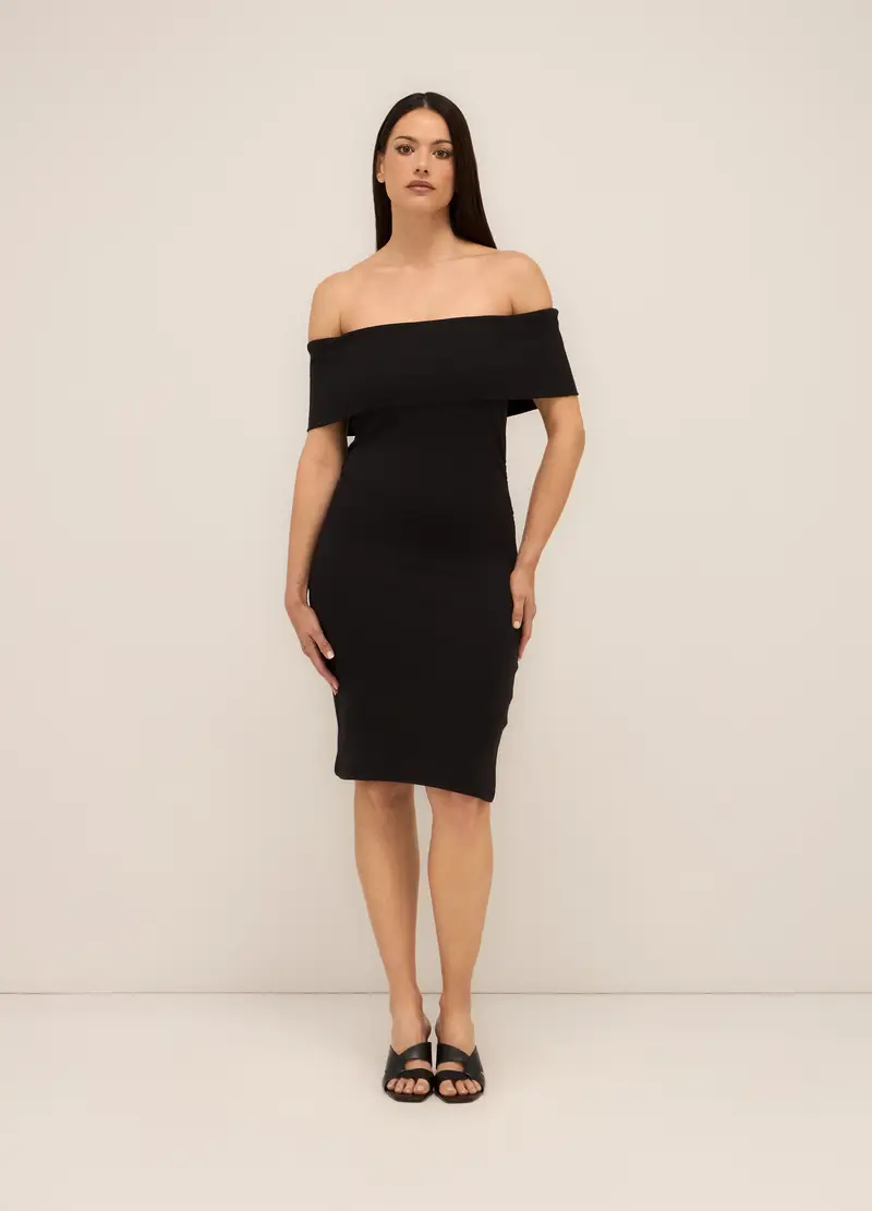 Upim, Tubino Corto In Costina Di Cotone Stretch Donna, Nero, Taglia: XS