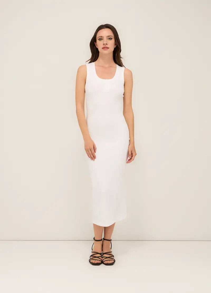 Upim, Tubino In Costina Di Cotone Stretch Donna, Bianco gesso, Taglia: XS