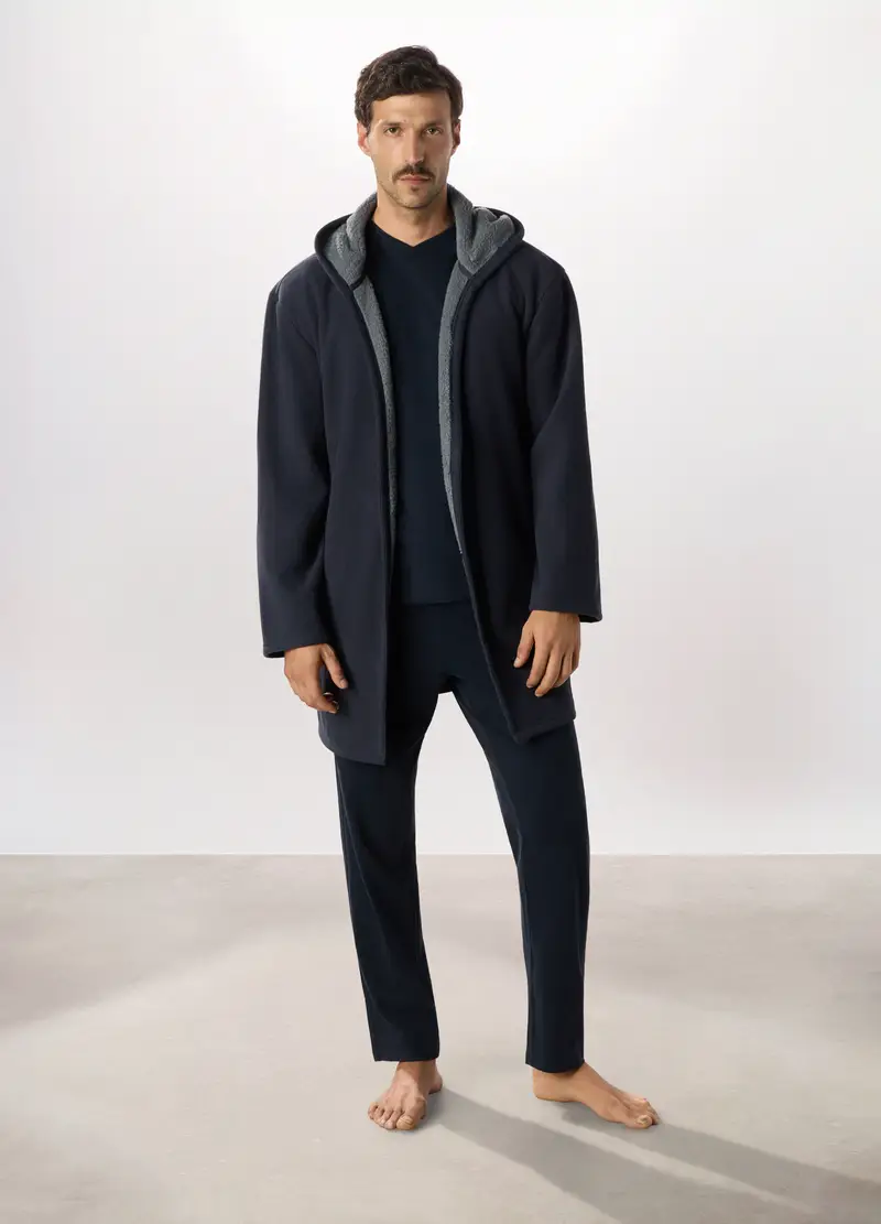 Vestaglia Con Cappuccio Uomo, Blu/Grigio