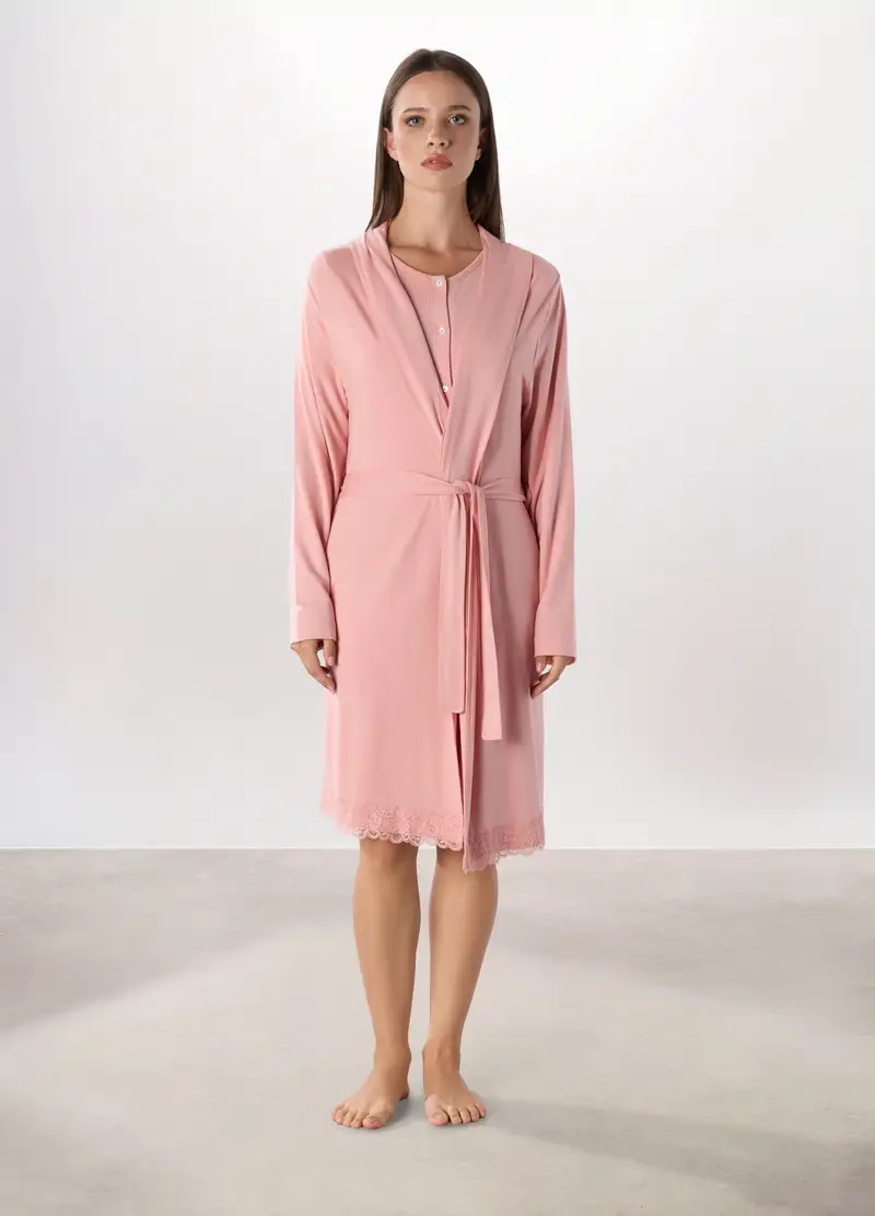 Vestaglia Con Pizzo Donna, Rosa chiaro