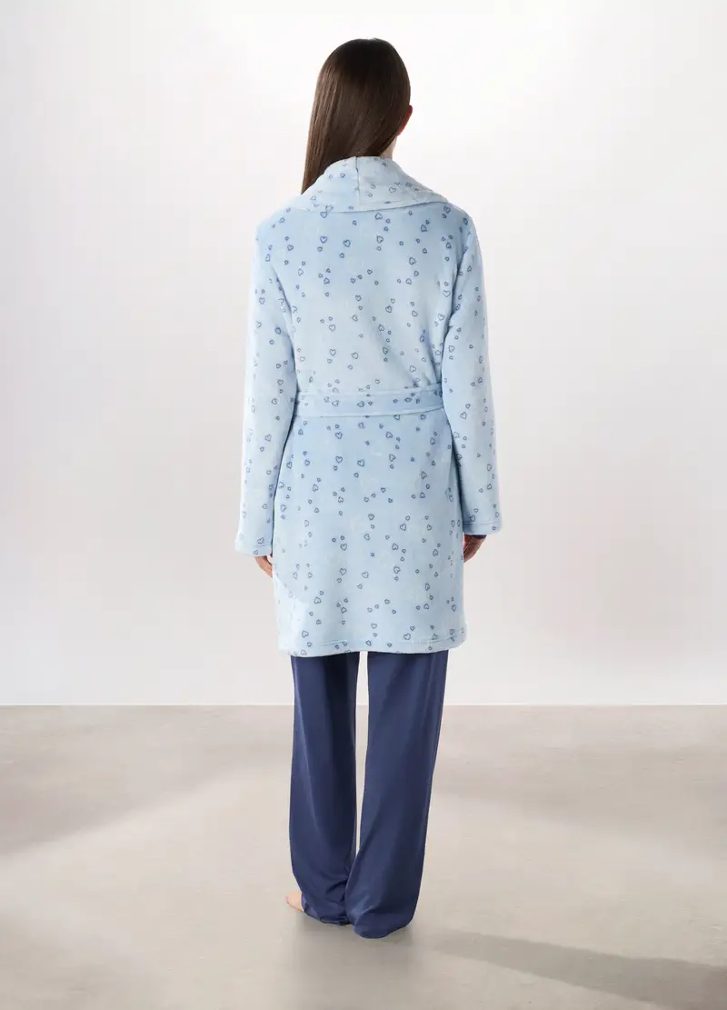 Vestaglia In Coral Fleece Donna, Azzurro miniatura 2
