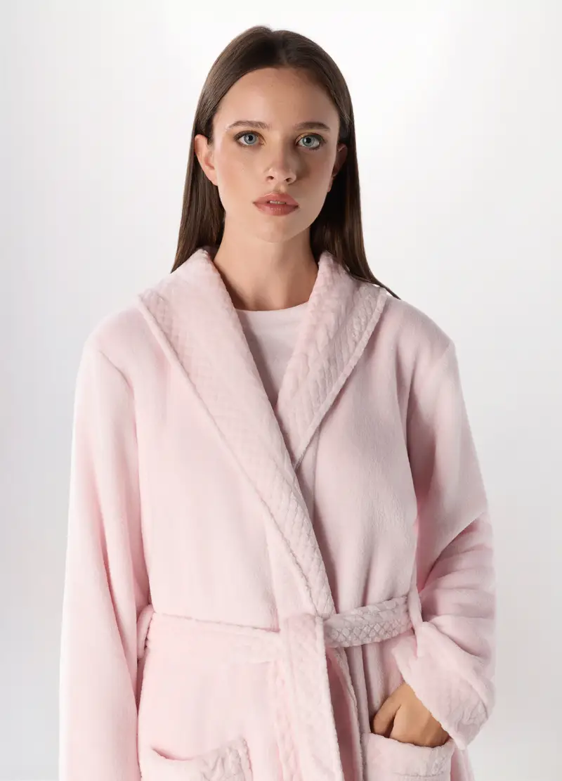 Vestaglia In Coral Fleece Donna, Rosa chiaro miniatura 3