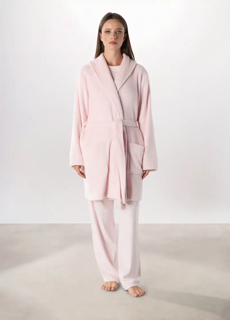 Vestaglia In Coral Fleece Donna, Rosa chiaro