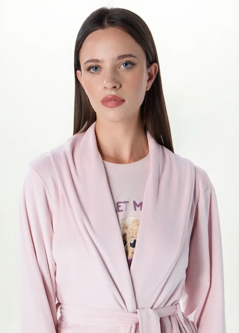 Vestaglia In Coral Fleece Donna, Viola lilla miniatura 3