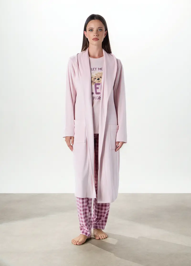 Vestaglia In Coral Fleece Donna, Viola lilla