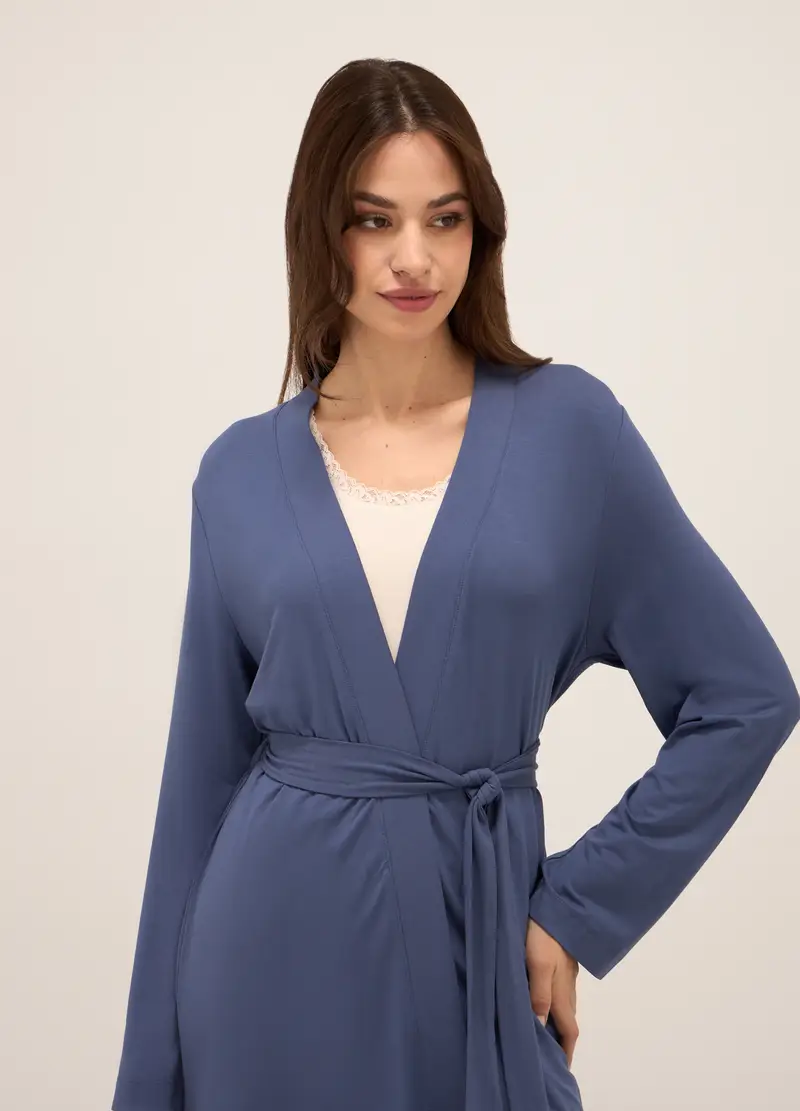 Upim, Vestaglia In Jersey Stretch Donna, Blu chiaro, Taglia: S miniatura 2