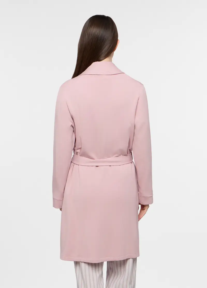 Vestaglia In Misto Viscosa Fleece Donna, Rosa pastello miniatura 2