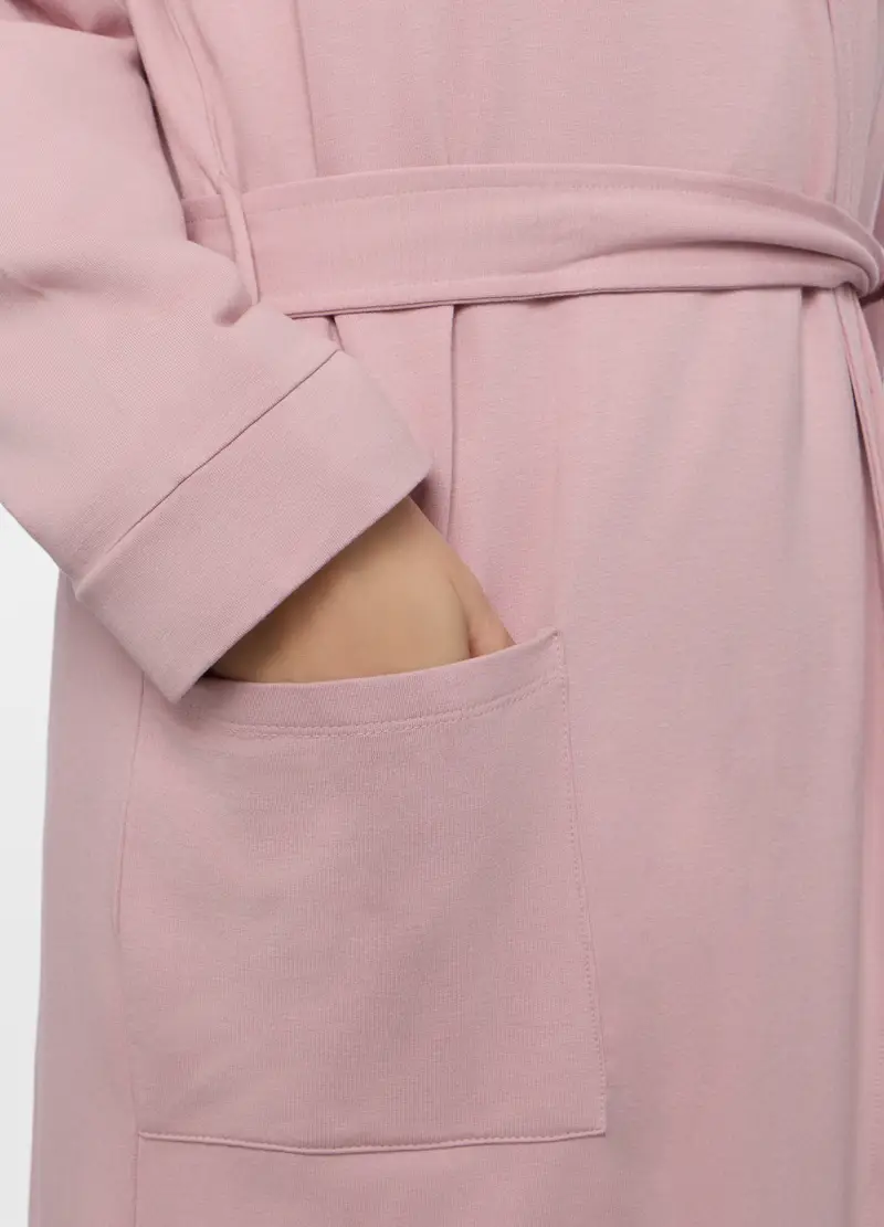 Vestaglia In Misto Viscosa Fleece Donna, Rosa pastello miniatura 3