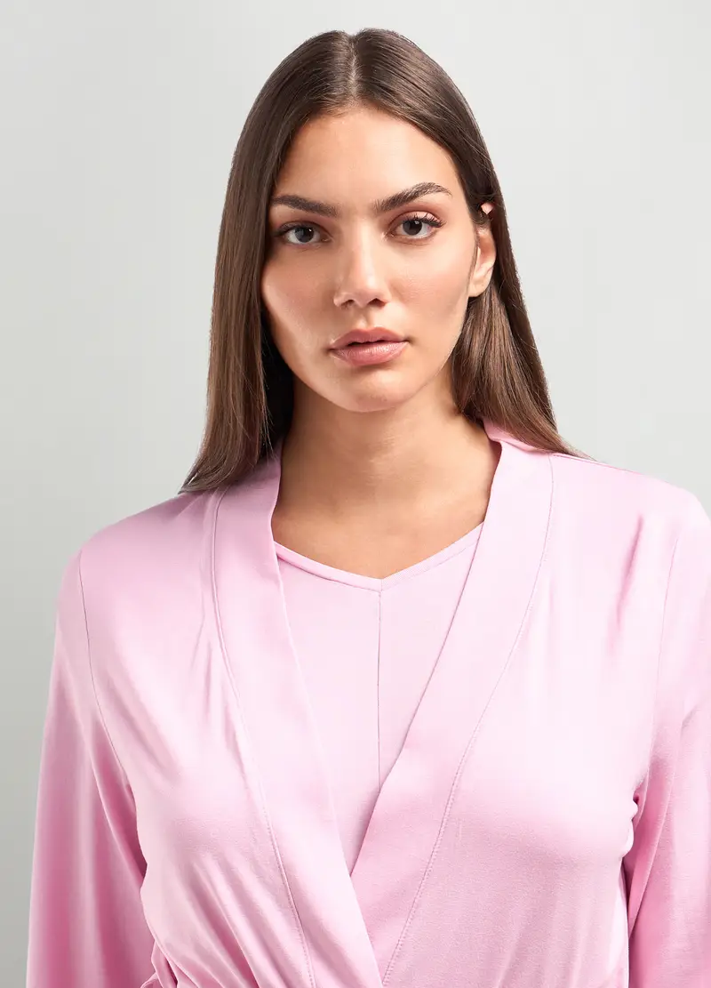 Vestaglia In Modal Stretch Donna, Rosa pastello miniatura 3