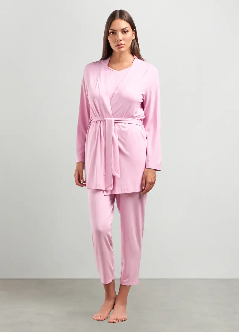 Vestaglia In Modal Stretch Donna, Rosa pastello