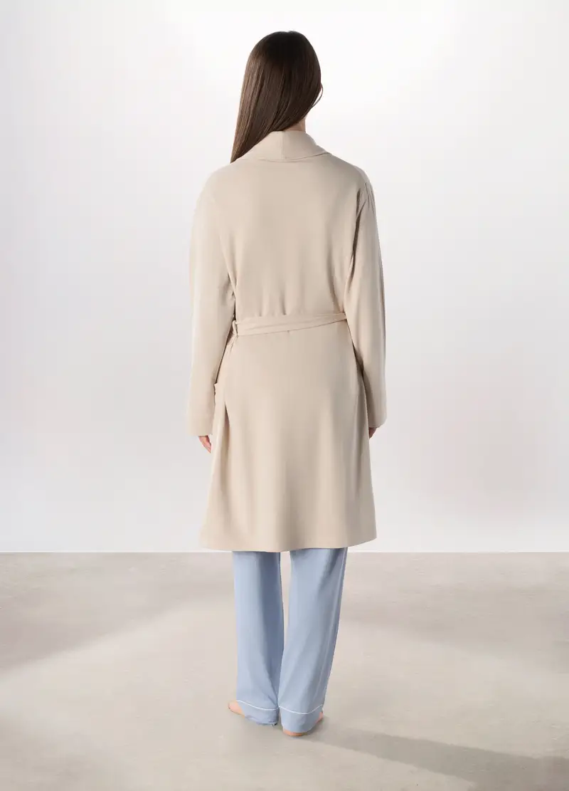 Vestaglia In Viscosa Stretch Donna, Bianco sporco miniatura 2