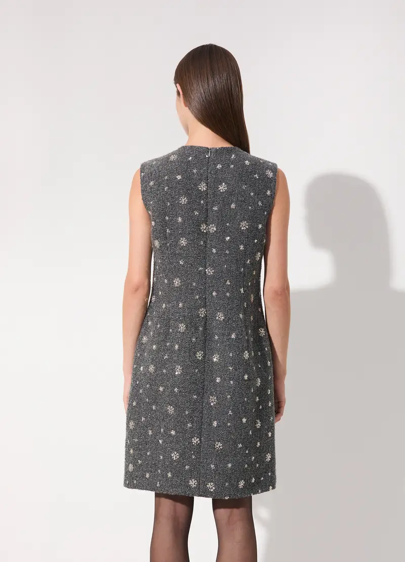 Vestito Corto In Bouclé Di Misto Lana Donna, Unisex, Grigio miniatura 3