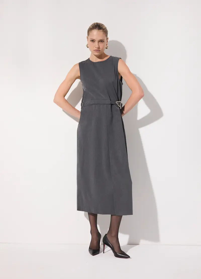 Vestito Frescolana Lungo Smanicato Donna, Unisex, Grigio scuro melange