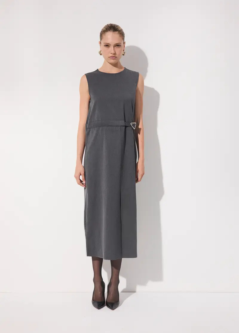 Vestito Frescolana Lungo Smanicato Donna, Unisex, Grigio scuro melange miniatura 2