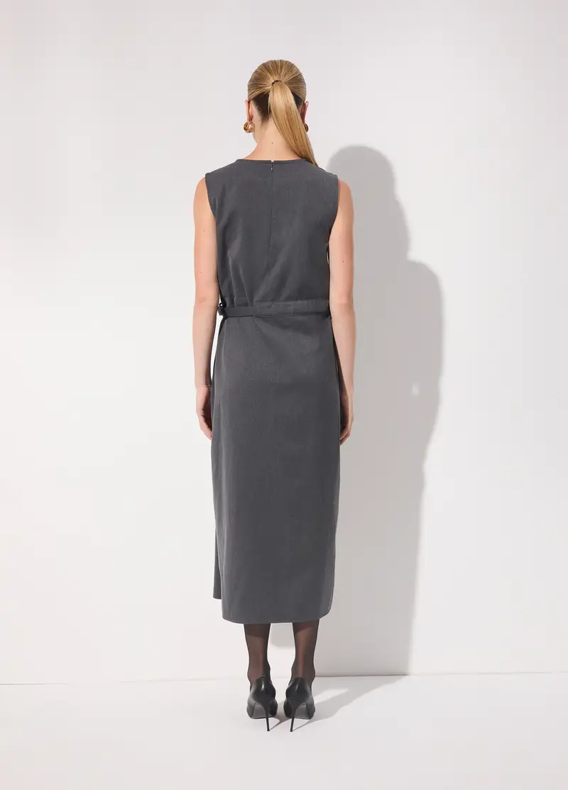 Vestito Frescolana Lungo Smanicato Donna, Unisex, Grigio scuro melange miniatura 3