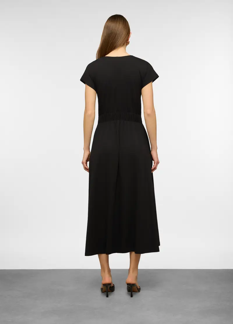 Vestito Lungo In Jersey Di Cotone Stretch Donna, Nero miniatura 2