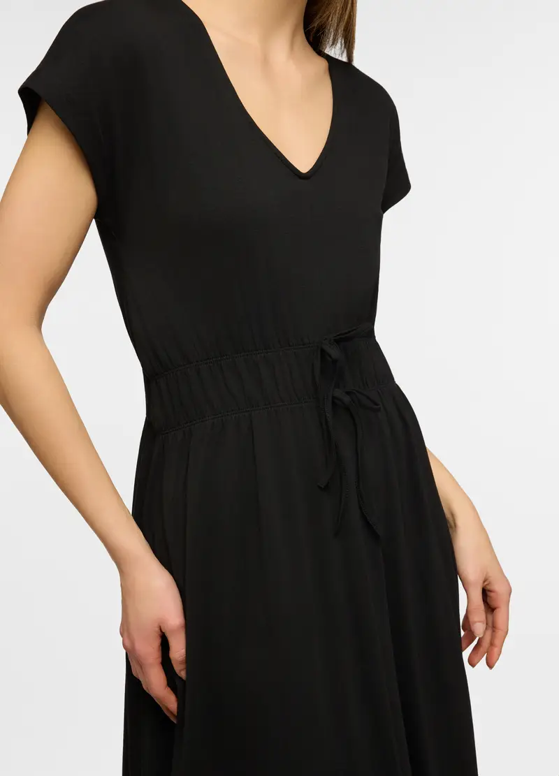 Vestito Lungo In Jersey Di Cotone Stretch Donna, Nero miniatura 3