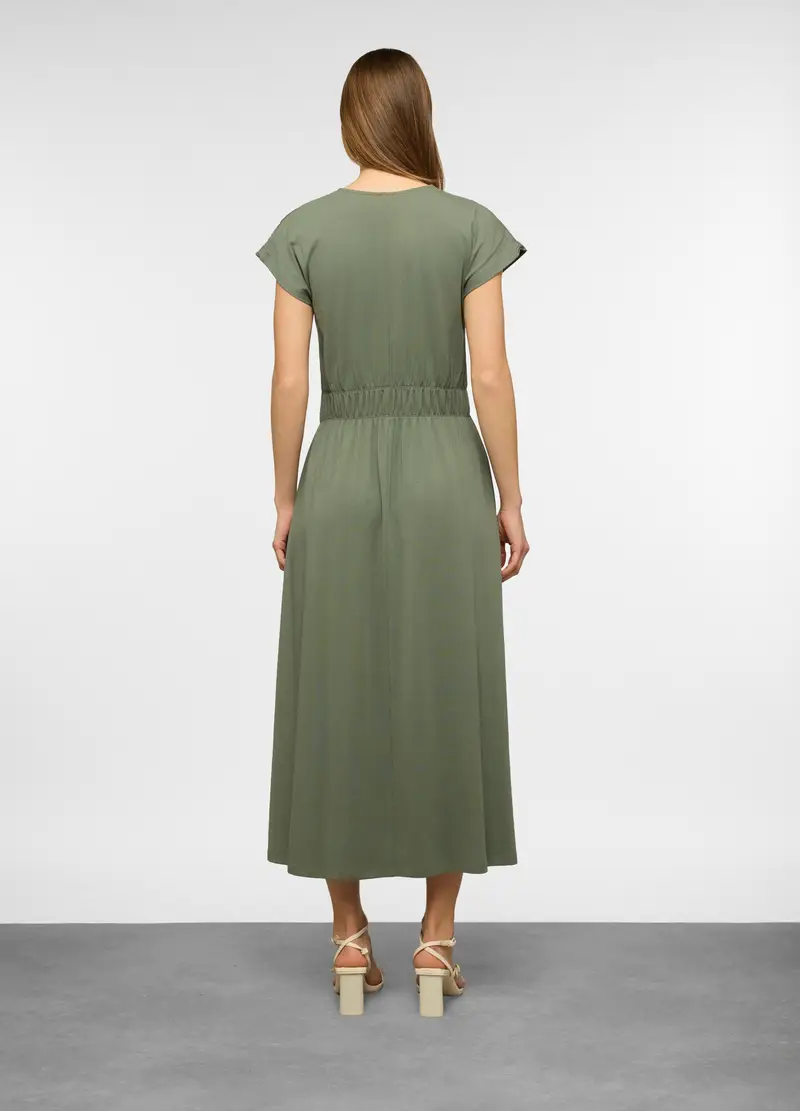 Vestito Lungo In Jersey Di Cotone Stretch Donna, Verde salvia miniatura 2