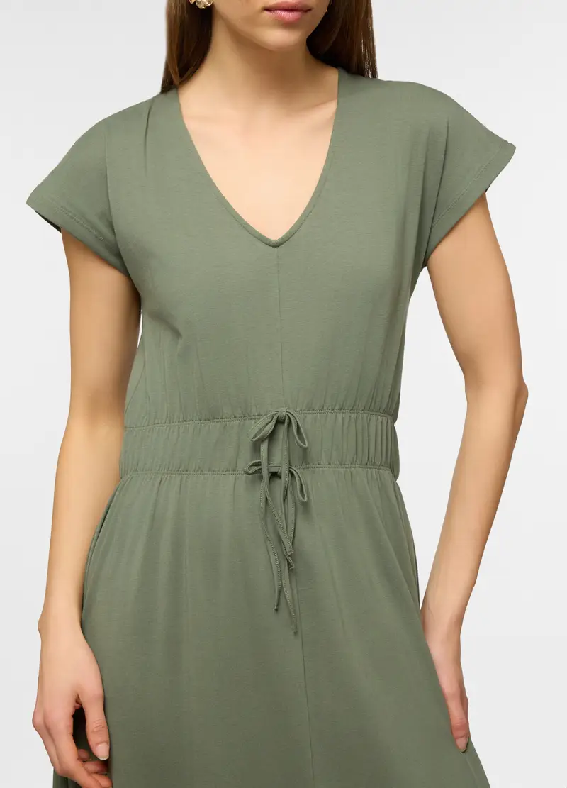 Vestito Lungo In Jersey Di Cotone Stretch Donna, Verde salvia miniatura 3