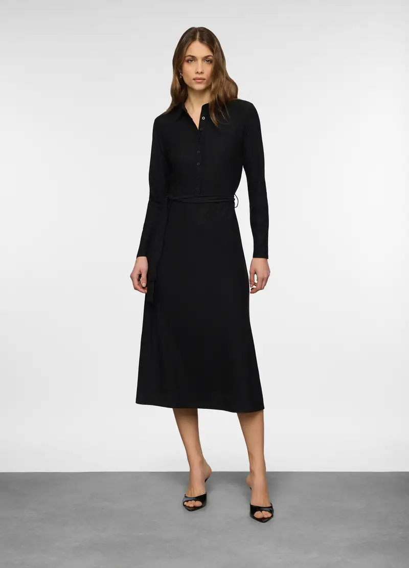 Vestito Lungo In Jersey Stretch Donna, Nero
