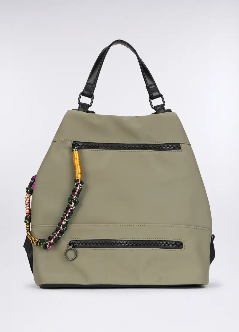 Zaino Con Applicazione Multicolor Donna, Verde oliva