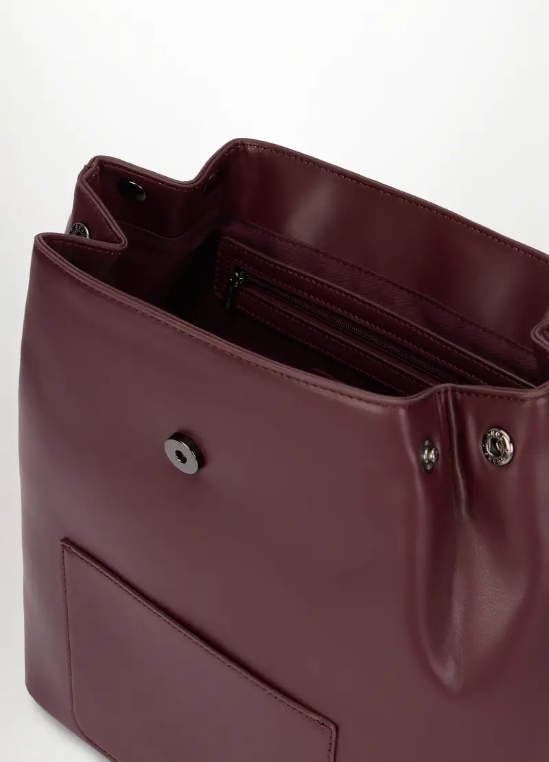 Zaino In Eco Pelle Donna, Rosso burgundy miniatura 3
