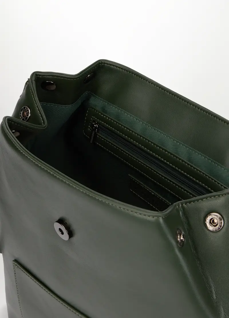 Zaino In Eco Pelle Donna, Verde scuro miniatura 3