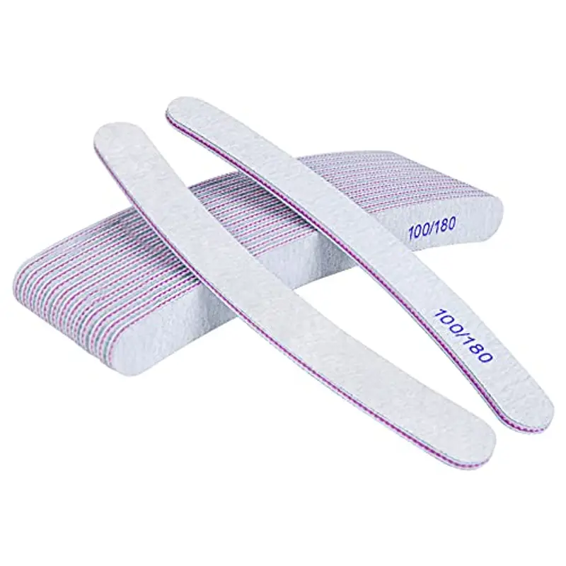 URAQT 15 Pezzi Lime per Unghie, Lime Unghie Professionali, Lime Unghie Grana 100/180 Lavaggio Bilaterale Lavabile, per Uso Domestico e Salone (Arco - Bianco)