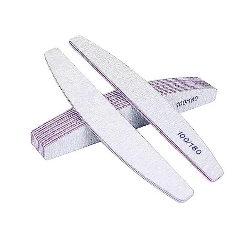 URAQT 6 Pezzi Lime per Unghie 100/180, Professionali Lavabile a Doppia Faccia, Mezza luna Bilaterale Strumenti per la Cura Degli Unghie, per Uso Domestico e Salone (Bianco)