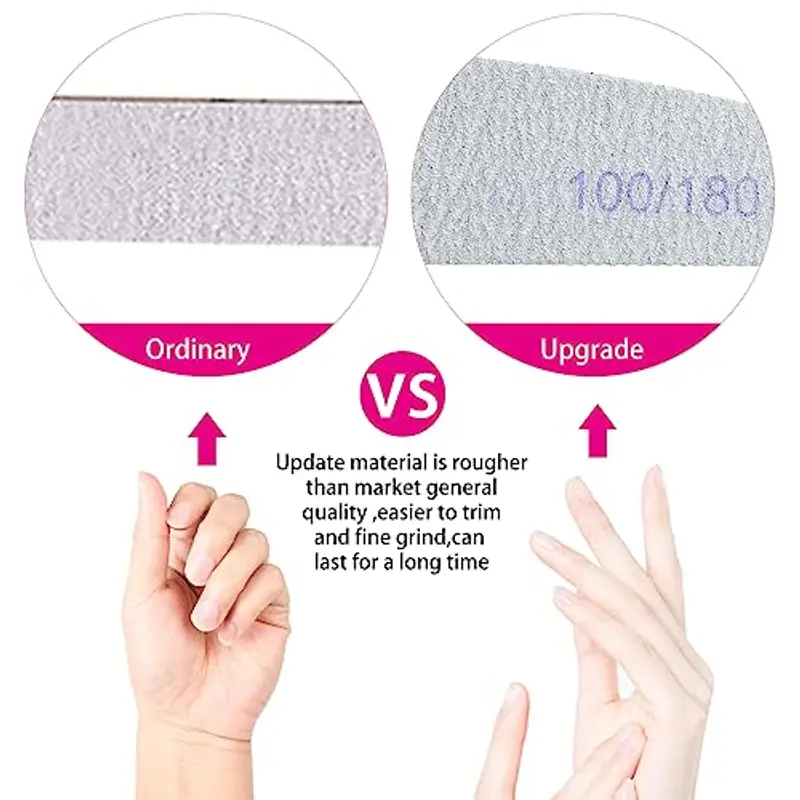 URAQT 6 Pezzi Lime per Unghie 100/180, Professionali Lavabile a Doppia Faccia, Mezza luna Bilaterale Strumenti per la Cura Degli Unghie, per Uso Domestico e Salone (Bianco) miniatura 2