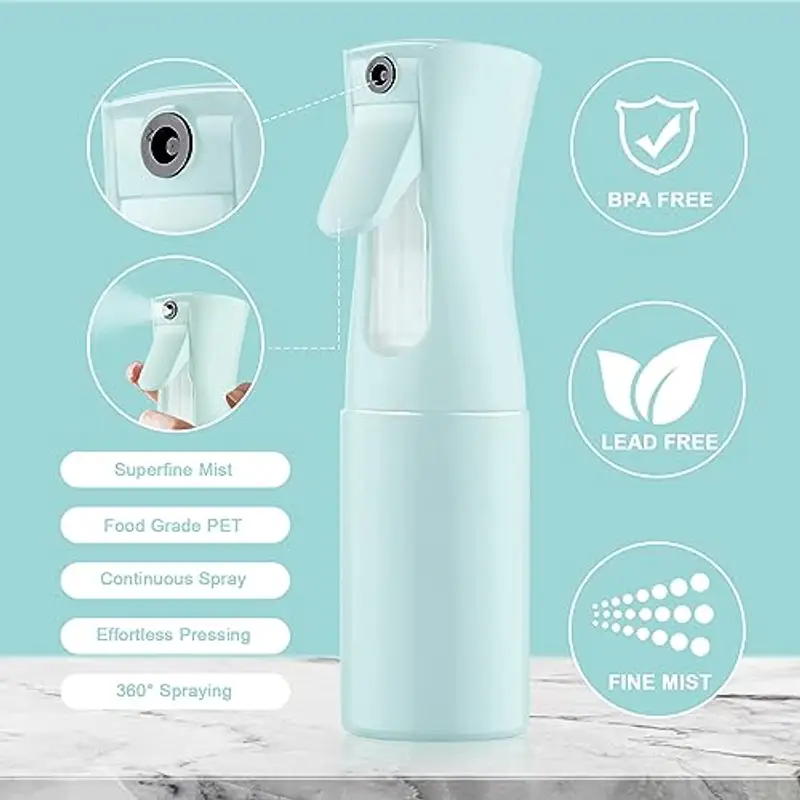 URAQT Bottiglia Spray Capelli, 200ML Bottigliette Spray Flacone Spray Continuo Fine, Spray Bottle Spruzzino Capelli Riutilizzabile Strumento Capelli, per Barbiere, Piante, Fiori(Azzurro) miniatura 3