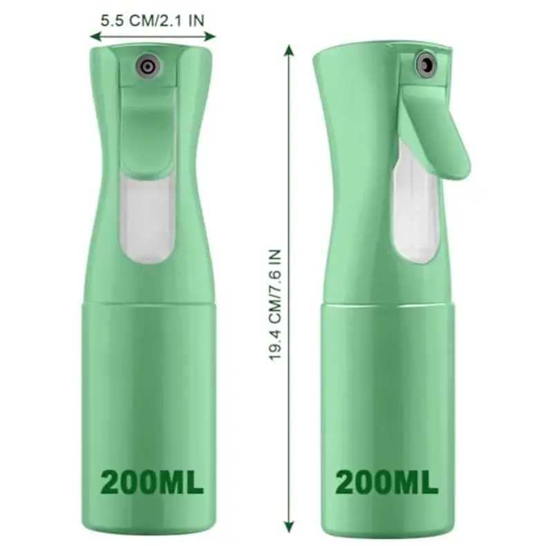 URAQT Bottiglia Spray Capelli, 200ML Bottigliette Spray Flacone Spray Continuo Fine, Spray Bottle Spruzzino Capelli Riutilizzabile Strumento Capelli, per Barbiere, Piante, Fiori(Verde) miniatura 2