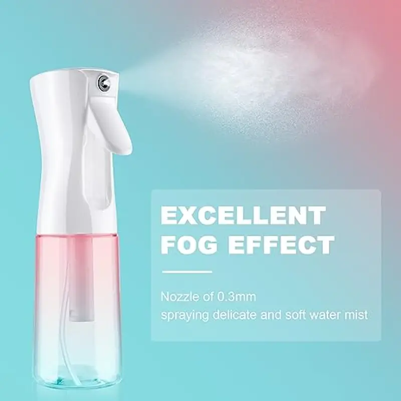 URAQT Bottiglia Spray Capelli, 200ML Bottigliette Spray Flacone Spray Continuo Fine, Spray Bottle Spruzzino Capelli Riutilizzabile Strumento Capelli, per Barbiere, Piante, Fiori(Verde Rosa Sfumato) miniatura 2