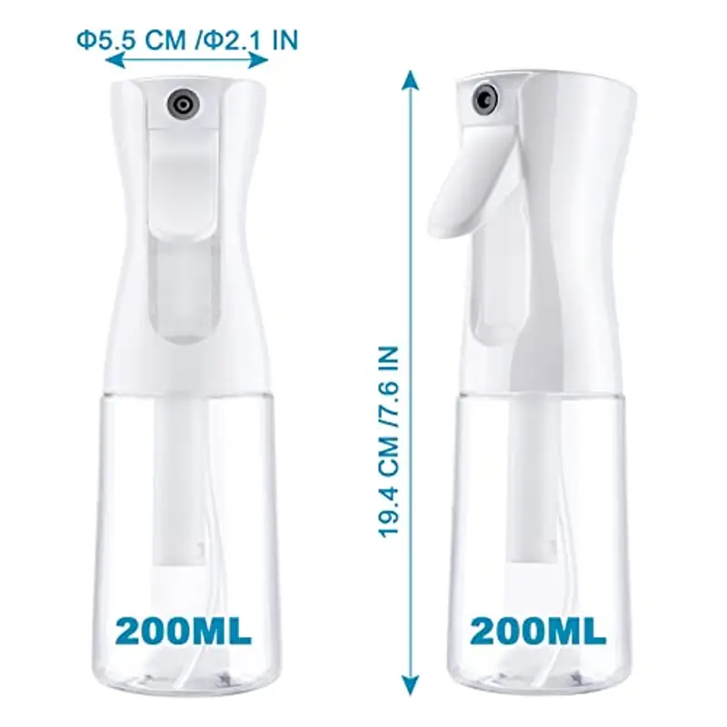 URAQT Bottigliette Spray, 200ML Spruzzino Nebulizzatore, Flacone per Acqua Continua Vuoto, per Capelli per Acconciature, Piante, Animali Domestici, Pulizia (Trasparente Bianco) miniatura 3