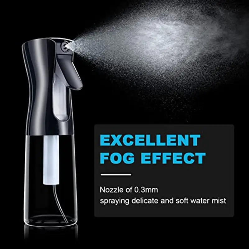 URAQT Bottigliette Spray, 200ML Spruzzino Nebulizzatore, Flacone Spray per Acqua Continua Vuoto Flacone Spray per Capelli per Acconciature, Piante, Animali Domestici, Pulizia (Copertina Nero) miniatura 2