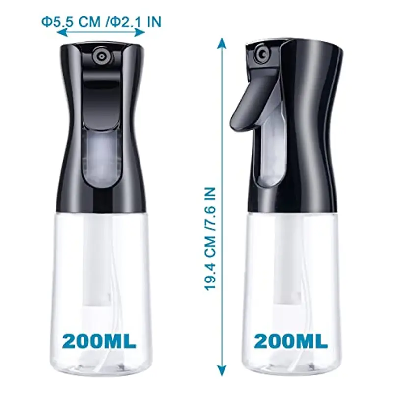 URAQT Bottigliette Spray, 200ML Spruzzino Nebulizzatore, Flacone Spray per Acqua Continua Vuoto Flacone Spray per Capelli per Acconciature, Piante, Animali Domestici, Pulizia (Copertina Nero) miniatura 3