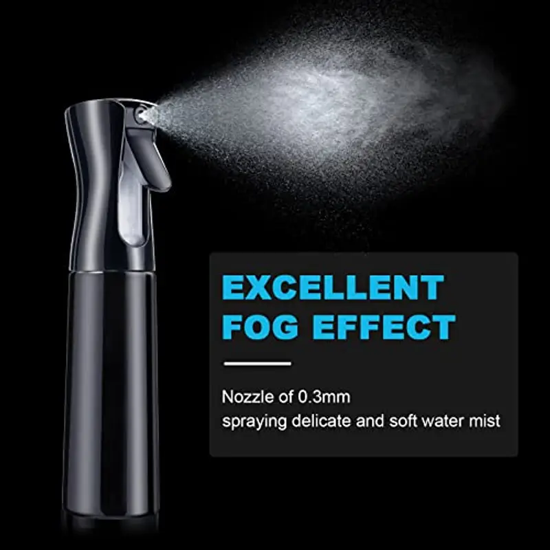 URAQT Bottigliette Spray, 300ML Spruzzino Nebulizzatore, Flacone Spray per Acqua Continua Vuoto Flacone Spray per Capelli per Acconciature, Piante, Animali Domestici, Pulizia (Nero) miniatura 2