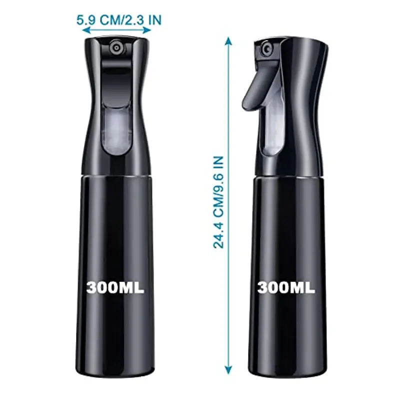 URAQT Bottigliette Spray, 300ML Spruzzino Nebulizzatore, Flacone Spray per Acqua Continua Vuoto Flacone Spray per Capelli per Acconciature, Piante, Animali Domestici, Pulizia (Nero) miniatura 3