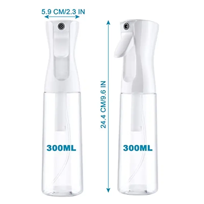 URAQT Bottigliette Spray, 300ML Spruzzino Nebulizzatore, Flacone Spray per Acqua Continua Vuoto Flacone Spray per Capelli per Acconciature, Piante, Animali Domestici, Pulizia (Trasparente) miniatura 3