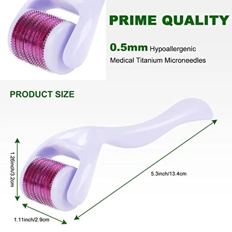 URAQT Dermoroller, Dermaroller 0.50 mm Aghi Viso Rullo, Aghi Rullo Facciale per la Crescita Della Barba, Titanium Derma miniatura 2