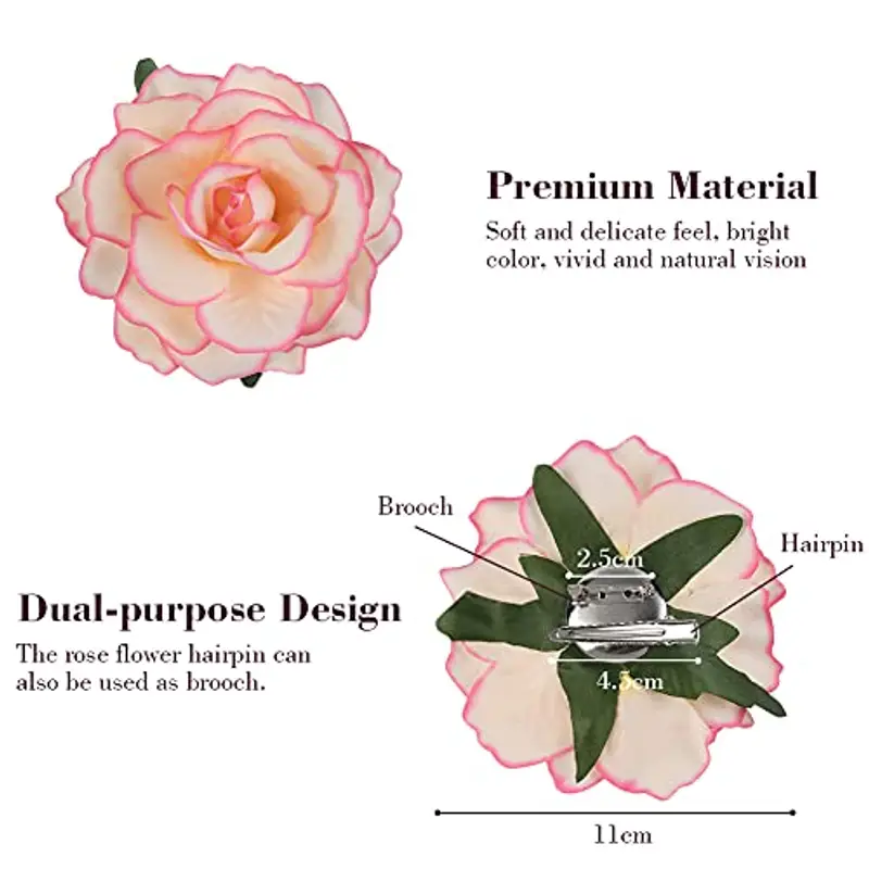 URAQT Fermagli per Capelli con Rosa, Clip Multicolore, Forcina Spilla Accessori per Ragazze Festa Spiaggia Nozze 10 Pcs miniatura 3