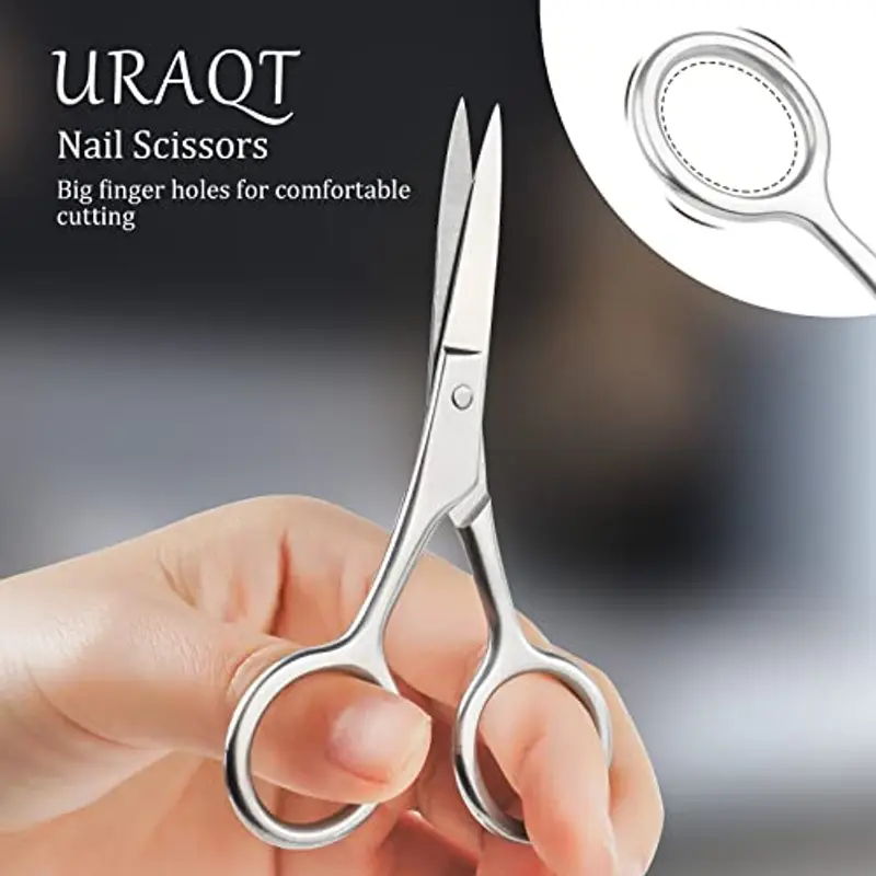 URAQT Forbici per Unghie Professional, Forbici per Cuticole con Custodia in Pelle, Forbici Unghie Inossidabili, Forbici Manicure Taglia Cuticole per le Unghie di Mani e Piedi miniatura 3