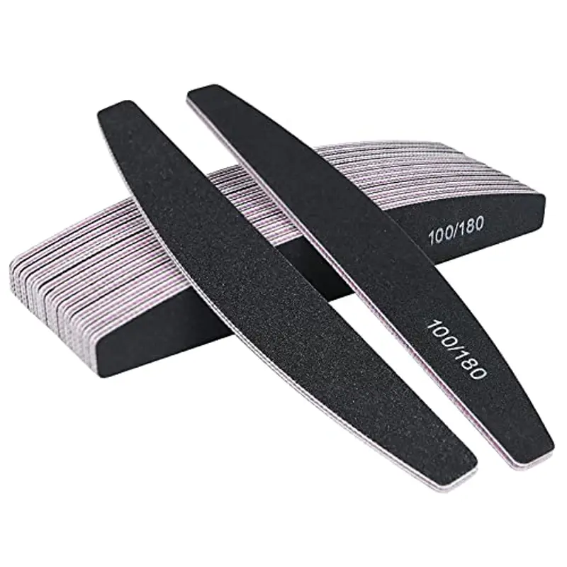 URAQT Lima per Unghie Professionale, Lima per Unghie a Doppia Faccia da 16 Pezzi - Lima Lavabile a Grana 100/180 per Unghie, Salone, Animali Domestici (Nero)