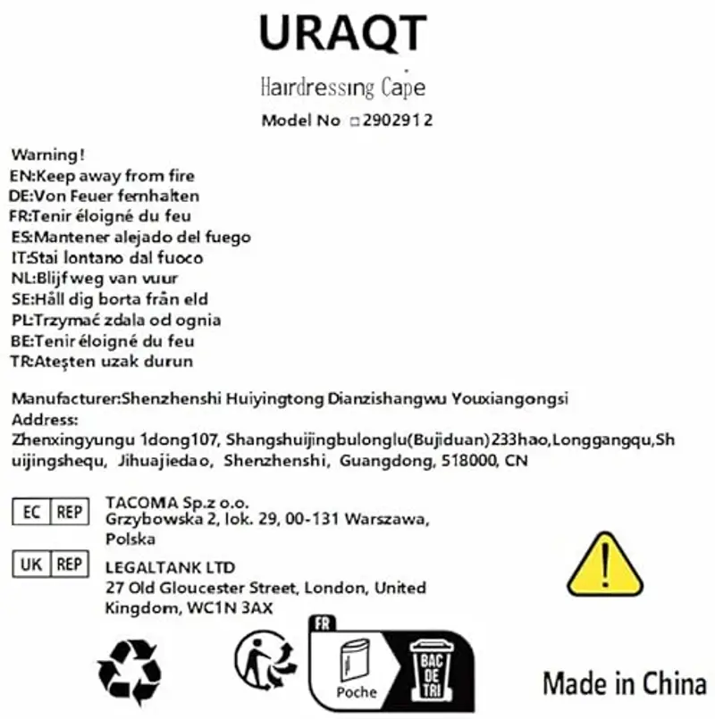 URAQT Mantelle per Parrucchiere, Mantella Taglio Capelli a Tutta Lunghezza, Telo Parrucchiera Professionale Monocroma per Acconciatura e Taglio miniatura 2