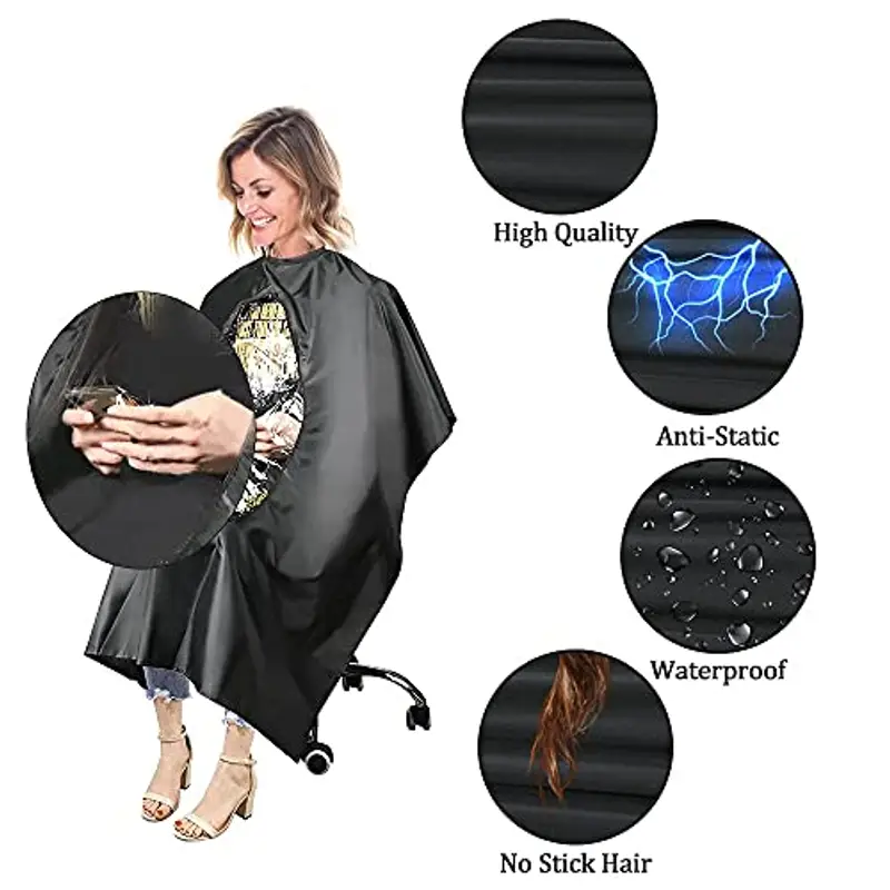 URAQT Mantelle per Parrucchiere, Mantello da Barbiere, Mantella Taglio Capelli con Finestra Trasparente e Chiusura del Collo Regolabile miniatura 3