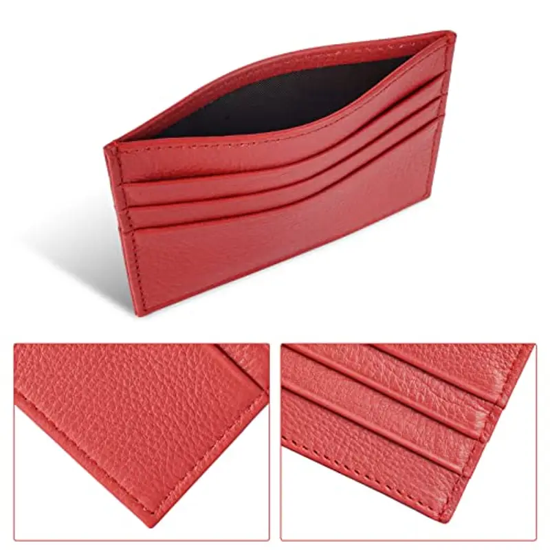 URAQT Portacarte, Porta Carte Uomo e Donna, Porta Carte Credito in Pelle Slim con 6 Slot e 1 Tasca, Portafoglio Slim miniatura 3