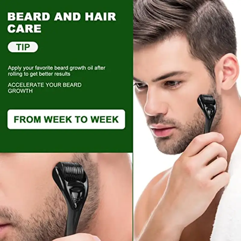 URAQT Rullo Derma, Dermoroller Viso 1.5mm Aghi Viso Rullo, Microneedle Rullo Barba per Antietà e Smagliature Stimola la miniatura 3