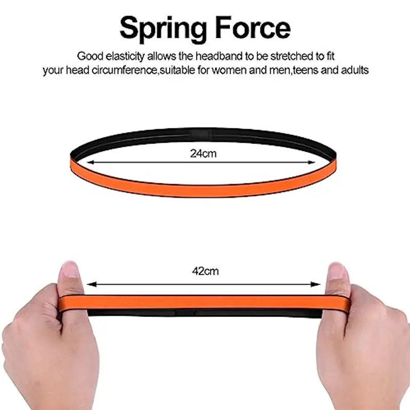 URAQT Sport Fascia Capelli Antiscivolo, 5 Pcs Sportiva Fasce per Capelli Sottile Elastico Turbante Fasciaa, Sport Fasce Sottile Unisex Fascia Elastica Capelli Sottile per Sport, Yoga, Fare Jogging miniatura 2