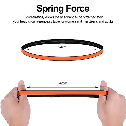 URAQT Sport Fascia Capelli Antiscivolo, 5 Pz Sportiva Fasce per Capelli Sottile Elastico Turbante Fasciaa, Sport Fasce miniatura 2